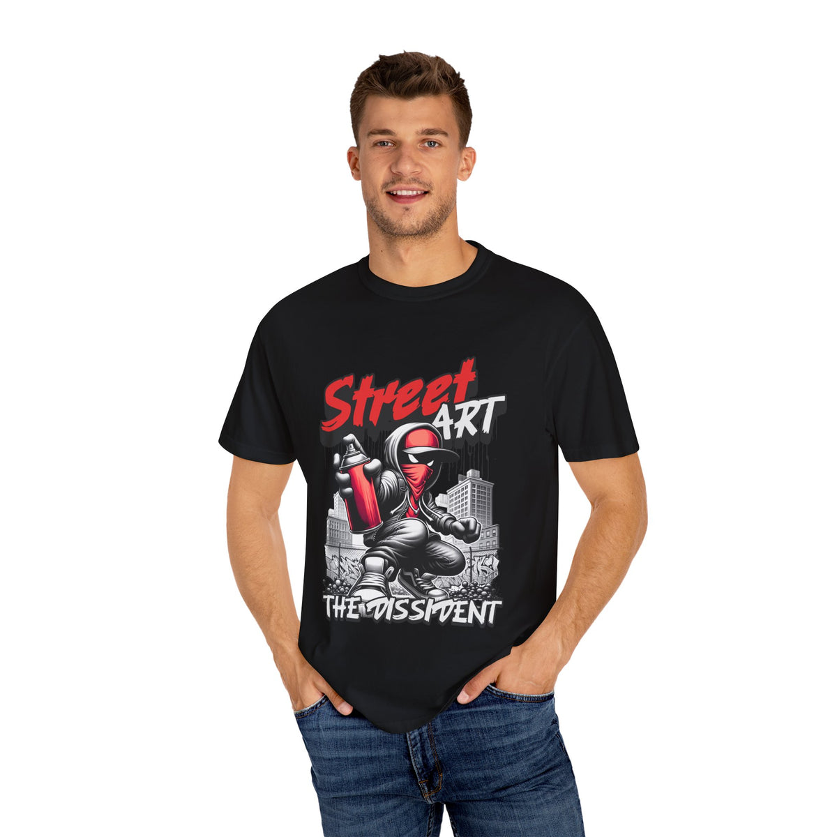 Street Art Unisex Garment-Dyed T-Shirt, Urban Style Tee, Graffiti Art Apparel, Gift for Artists, Casual Wear, Streetwear Fashion