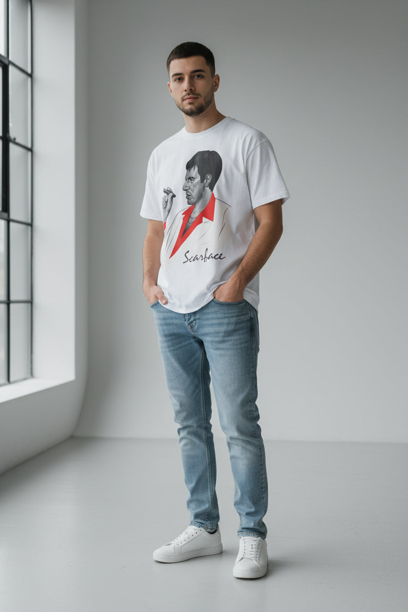 Scarface Inspired Unisex Garment-Dyed T-Shirt, Vintage Tee for Movie Fans, Casual Wear, Gifts for Him, Streetwear Graphic Tee