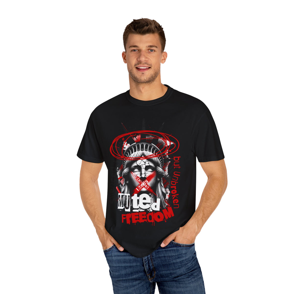 Freedom Statement Tee - Silenced But Unbroken | Unisex Garment-Dyed T-shirt, Casual Wear, Gift for Activists, Patriotic Apparel, [...]